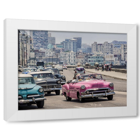 traffic on the malecone White Modern Wood Framed Art Print by Stranak, Pavol
