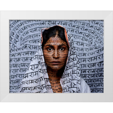 Ram Nami Tribe -India White Modern Wood Framed Art Print by Chattopadhyay, Debasish