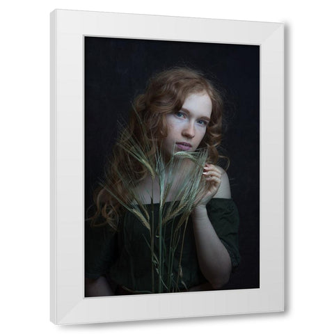 A Little Bit Of Green White Modern Wood Framed Art Print by Franke, Ruth