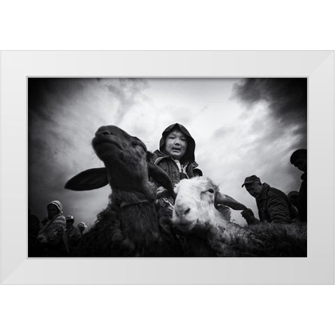 Animal Market - 1396 White Modern Wood Framed Art Print by Garik