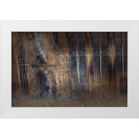 In The Streets Of Zuthpen-The Netherlands White Modern Wood Framed Art Print by Van Der, Jan