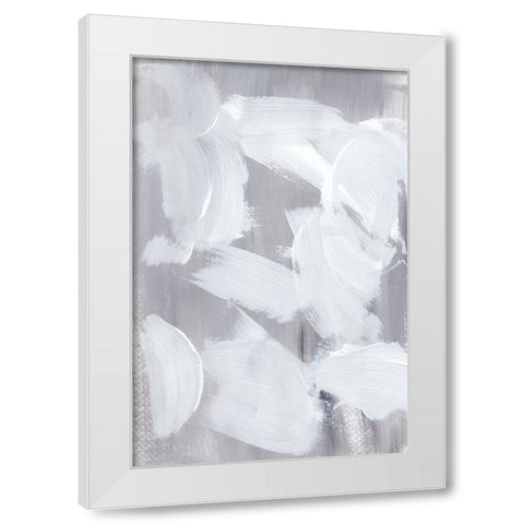 Grey Touching White White Modern Wood Framed Art Print by Uplusmestudio