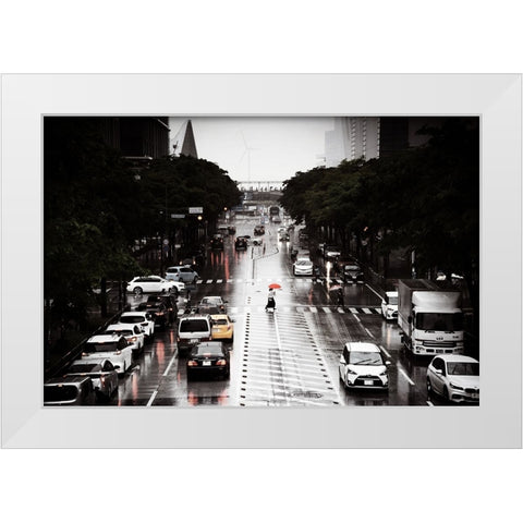 Rainy Day-Yokohama White Modern Wood Framed Art Print by Kiri, Reiko