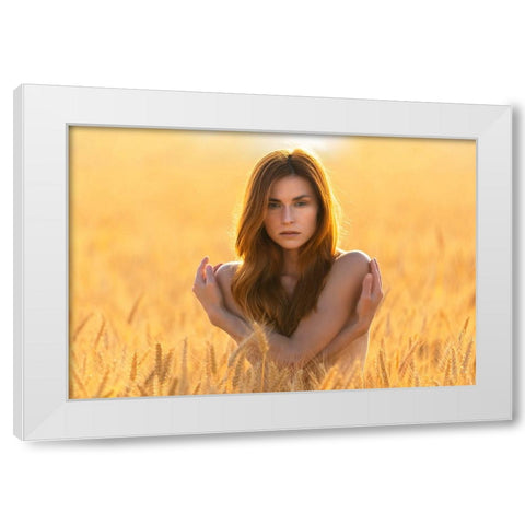 Wheat And Isabella White Modern Wood Framed Art Print by Waldmann, Shlomo