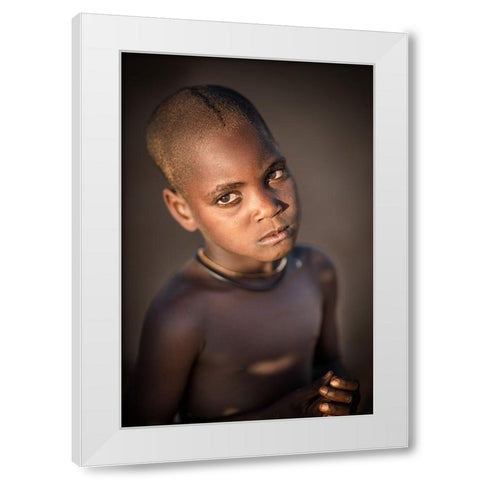 Young Himba Girl White Modern Wood Framed Art Print by Cole, Trevor