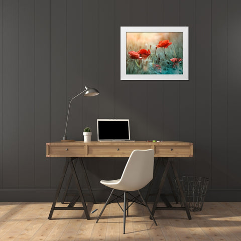 The red poppies White Modern Wood Framed Art Print by Panaana