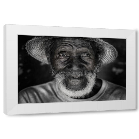 happy man in Cuba. White Modern Wood Framed Art Print by Raskin, Moris