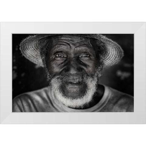 happy man in Cuba. White Modern Wood Framed Art Print by Raskin, Moris