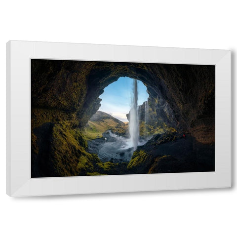 Kvernufoss I White Modern Wood Framed Art Print by Lopez, Bartolome
