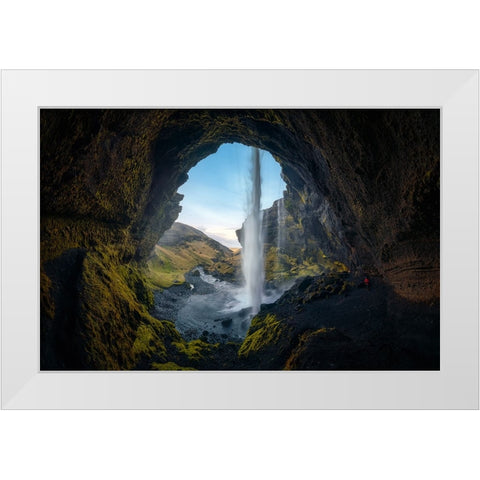 Kvernufoss I White Modern Wood Framed Art Print by Lopez, Bartolome