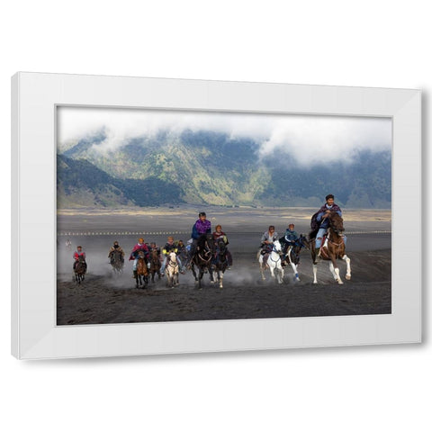 Horse Rider White Modern Wood Framed Art Print by Suhardjo, Lisdiyanto