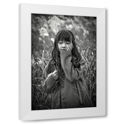 Eri Portrait White Modern Wood Framed Art Print by Miharu