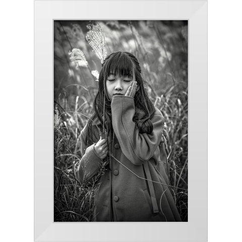 Eri Portrait White Modern Wood Framed Art Print by Miharu
