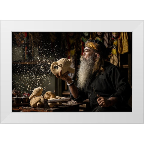 Blowing The Dusk White Modern Wood Framed Art Print by Setiadi, Ajar