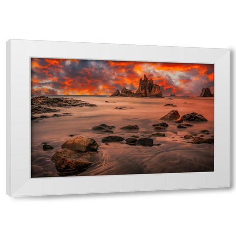 Canary Sunset White Modern Wood Framed Art Print by Popan, Adrian
