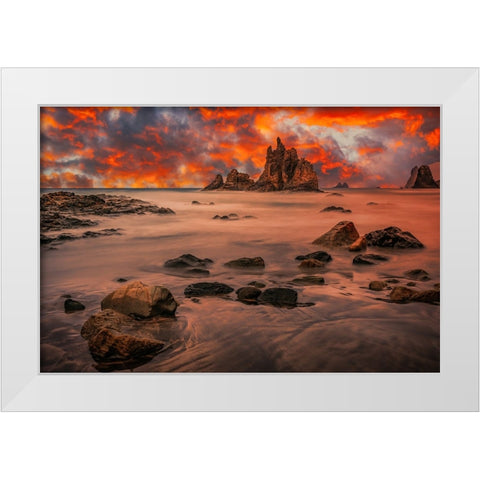 Canary Sunset White Modern Wood Framed Art Print by Popan, Adrian