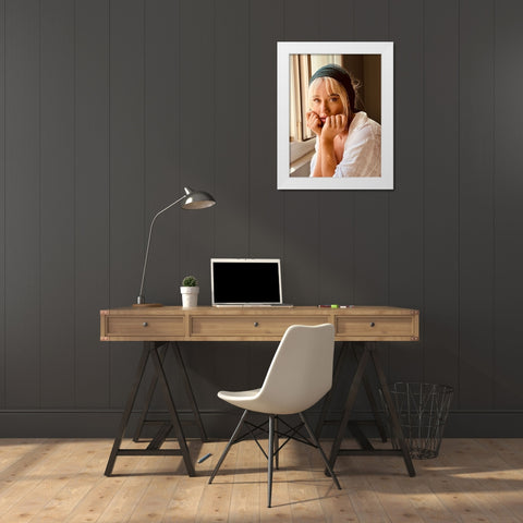 Portrait White Modern Wood Framed Art Print by Sasani, Behrouz