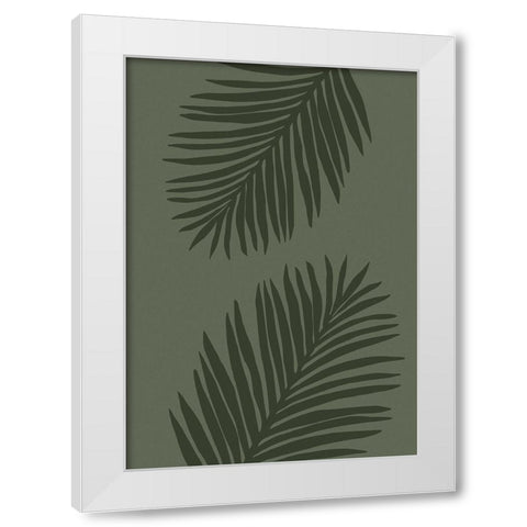 PALM LEAF 05 ALL GREEN White Modern Wood Framed Art Print by 1x Studio