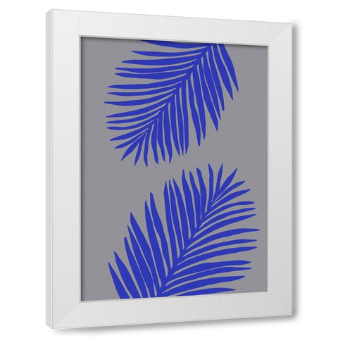 PALM LEAF 02 SOFT GRAY White Modern Wood Framed Art Print by 1x Studio