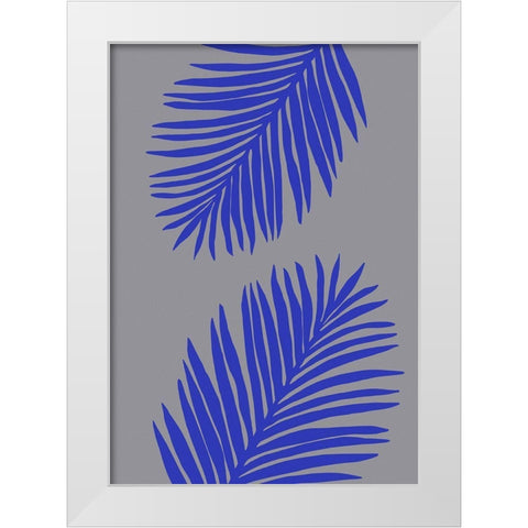 PALM LEAF 02 SOFT GRAY White Modern Wood Framed Art Print by 1x Studio