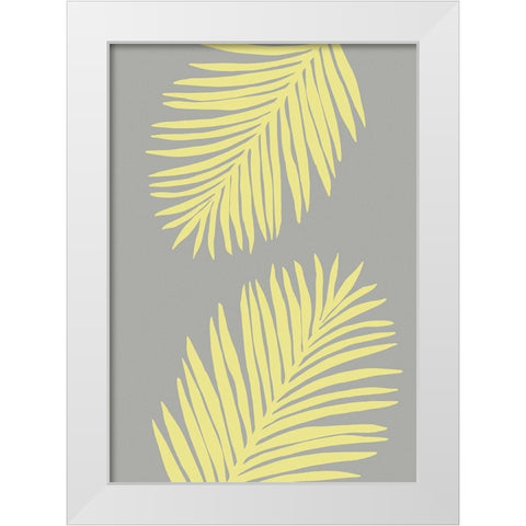 PALM LEAF 01 YELLOW White Modern Wood Framed Art Print by 1x Studio