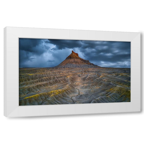 Factory Butte Before A Thunderstorm White Modern Wood Framed Art Print by Zheng, Michael