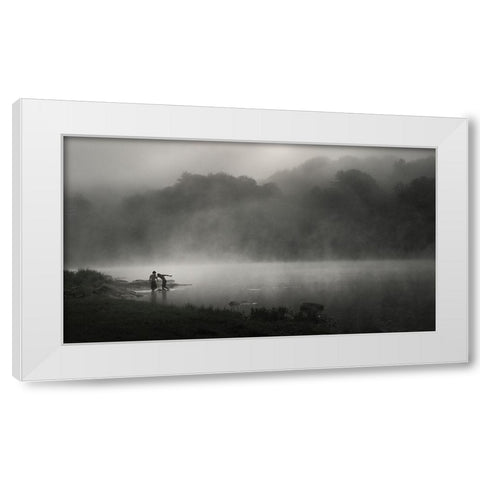 Misty RIVer White Modern Wood Framed Art Print by Zeng, Kenneth
