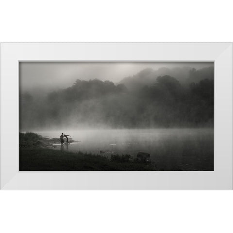 Misty RIVer White Modern Wood Framed Art Print by Zeng, Kenneth