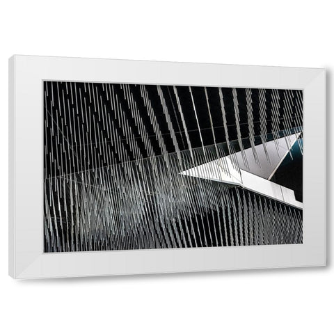 Lines And Arrow White Modern Wood Framed Art Print by Wride, Linda