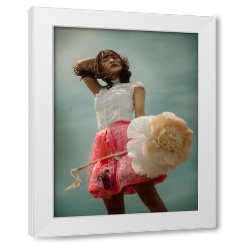 Flower In The Dune White Modern Wood Framed Art Print by Ugachi, Takako