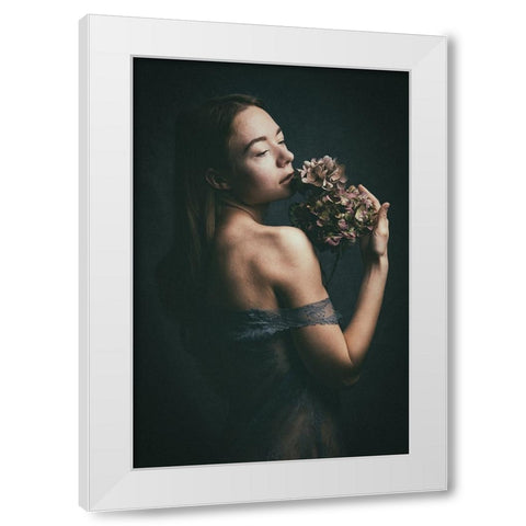 Flowers White Modern Wood Framed Art Print by Kurz, Christian