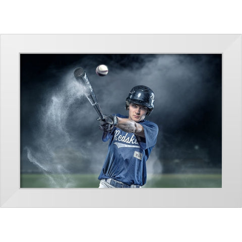 Baseballhit White Modern Wood Framed Art Print by Egger, Marcel