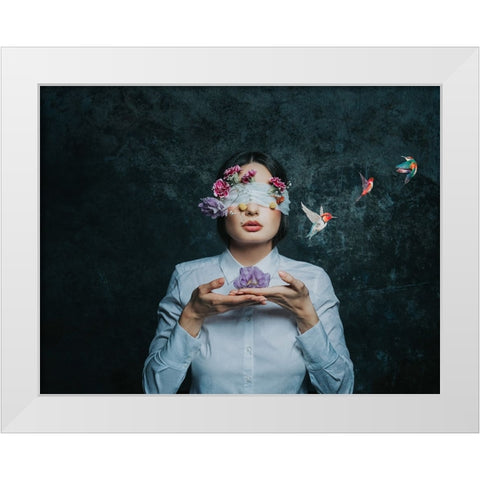 Even when you are blind you see White Modern Wood Framed Art Print by Kazamil, Farid