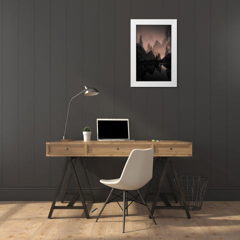 Foggy Mountain White Modern Wood Framed Art Print by Deng, Larry