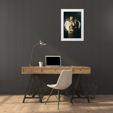 Lips of a Tulip White Modern Wood Framed Art Print by Bolgov (Axe), Ruslan