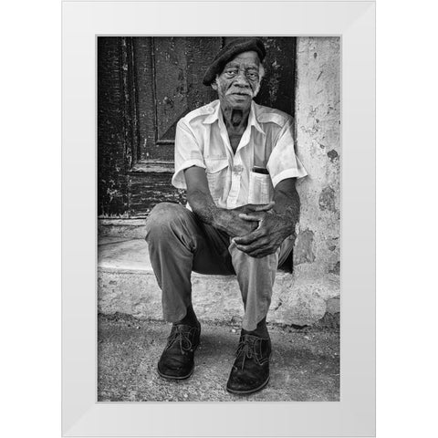Man in the Street White Modern Wood Framed Art Print by Bauer, Andreas