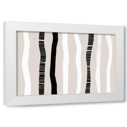 Stripes And Harmony White Modern Wood Framed Art Print by Uplusmestudio