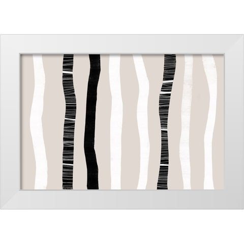 Stripes And Harmony White Modern Wood Framed Art Print by Uplusmestudio