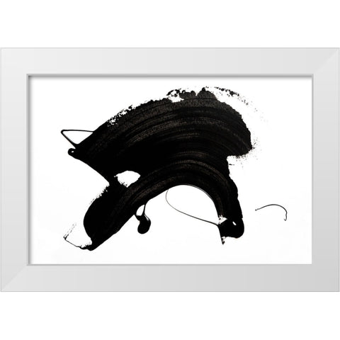 Black Abstract Stroke White Modern Wood Framed Art Print by Uplusmestudio