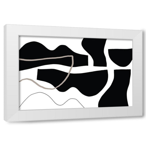 Contour White Modern Wood Framed Art Print by Uplusmestudio