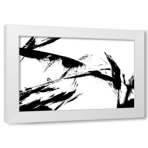 Feathery Streak White Modern Wood Framed Art Print by Uplusmestudio