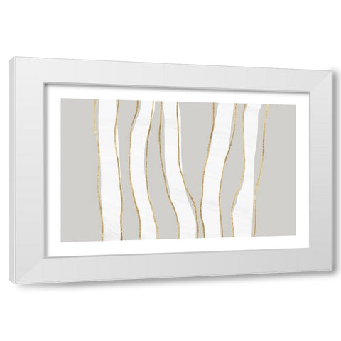 Lines White Modern Wood Framed Art Print by Uplusmestudio