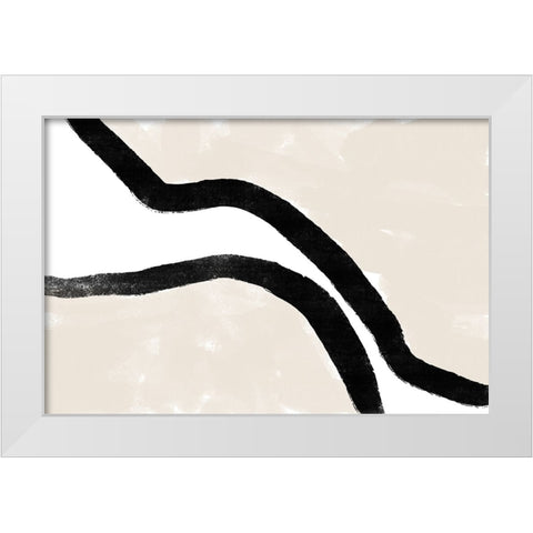 Abstracto Bordered White Modern Wood Framed Art Print by Uplusmestudio