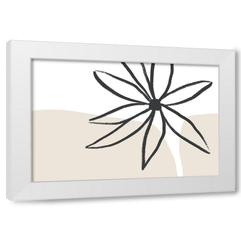 Flower And Cream White Modern Wood Framed Art Print by Uplusmestudio
