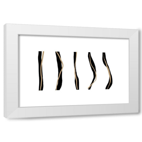 Double Line White Modern Wood Framed Art Print by Uplusmestudio