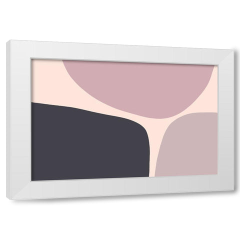 Mauve Trio White Modern Wood Framed Art Print by Uplusmestudio