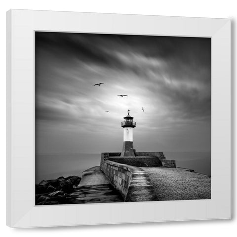 Sassnitz lighthouse White Modern Wood Framed Art Print by Winkler, Jens