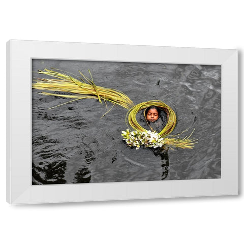 Lily Girl White Modern Wood Framed Art Print by Mahabub Hossain, Md