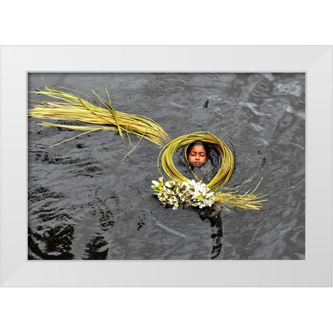 Lily Girl White Modern Wood Framed Art Print by Mahabub Hossain, Md