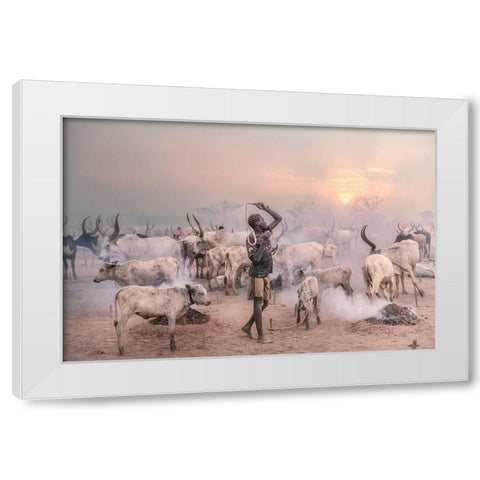 Boy Herder White Modern Wood Framed Art Print by Cole, Trevor